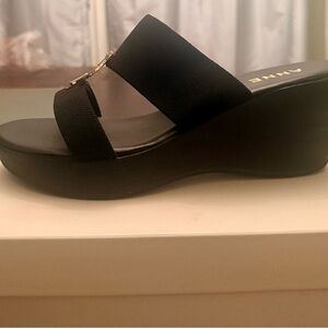 Anne Klein Black Wedge Sandals